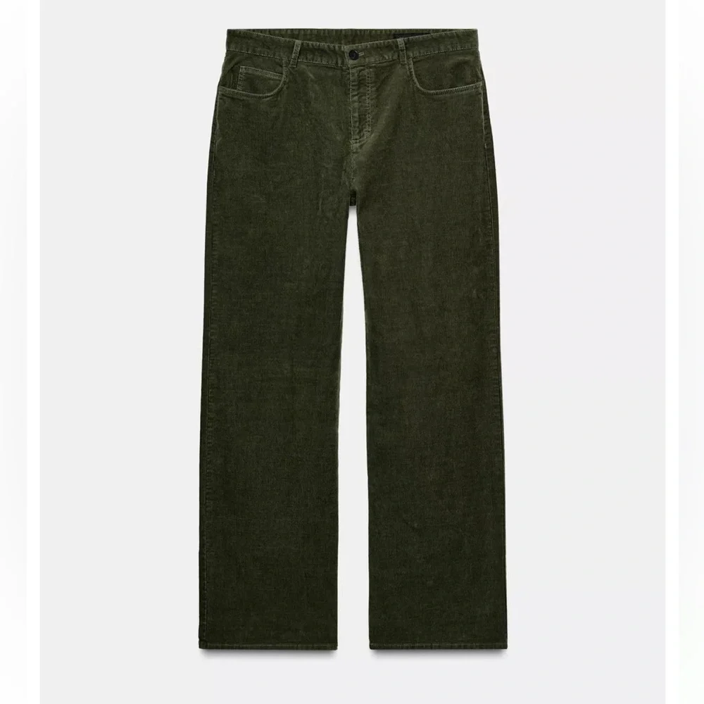 Zara NWT ZW COLLECTION corduroy dark green pants